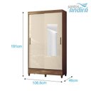 Ver imagem 4 de Guarda Roupa Solterio 2 Portas de Correr com Espelho e Pés Fit Jequitibá Off White - Santos Andirá