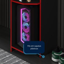 Mesa Gamer Pc Escrivaninha Mesa - Mod.1230 Cor:preto/vermelho - 6