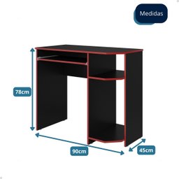 Mesa Gamer Pc Escrivaninha Mesa - Mod.1230 Cor:preto/vermelho - 7