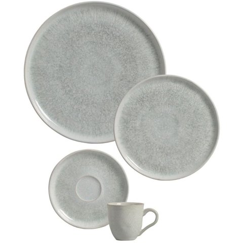 Jogo de Jantar 24 Peças Cerâmica Porto Brasil Bio Pietra 6 Pessoas Prato Xícara Café Chá Mesa