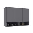 Ver imagem 1 de Armário Aéreo MI 3 Portas Com Nichos Para Objetos e Decoração Sem Puxadores Externos Com Prateleiras