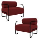 Ver imagem 1 de Poltrona Decorativa para Sala Industrial Kit 2 Kira K04 Veludo Vermelho - Mpozenato