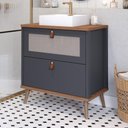 Ver imagem 2 de Gabinete para Banheiro com Cuba 60cm em MDF Veneto MGM Marrom Cinza