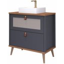 Ver imagem 1 de Gabinete para Banheiro com Cuba 60cm em MDF Veneto MGM Marrom Cinza