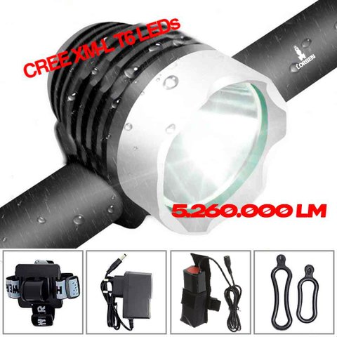 Farol Bike Monster Led Xm-l T6 Forte 5.260.000 Lm C/ Bateria Lorben