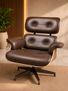 Ver imagem 2 de Poltrona Charles Eames com Puff - Couro Capuccino 373 - Freijó