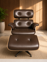 Ver imagem 1 de Poltrona Charles Eames com Puff - Couro Capuccino 373 - Freijó