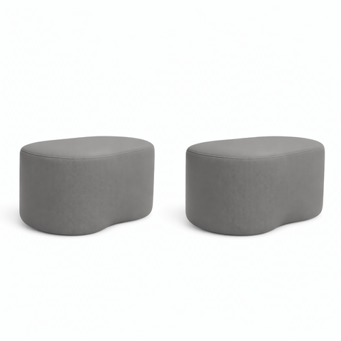 Kit 2 Puff Feijão Curvo Orgânico Sala Redondo Confortável Moderno Suede