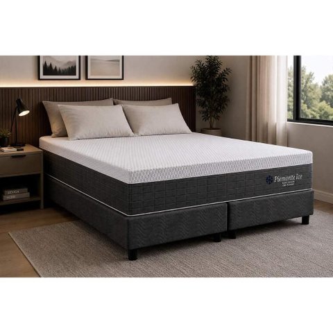 Cama Box Crc Queen +Colchão Molas Piemonte Orthoflex -