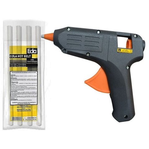 Pistola Cola Quente Silicone 40w Bivolt Selo Inmetro + 4 Bastões Cola