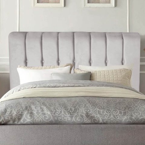 Cabeceira Estofada Kiara 160cm Queen Size para Cama Box Quarto Suede Cinza Claro - Ahazzo Móveis