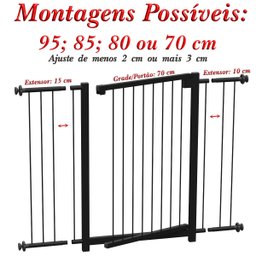 Grade Portão Pet Bebê Divisor Ambiente 95 Cm Preto - 2