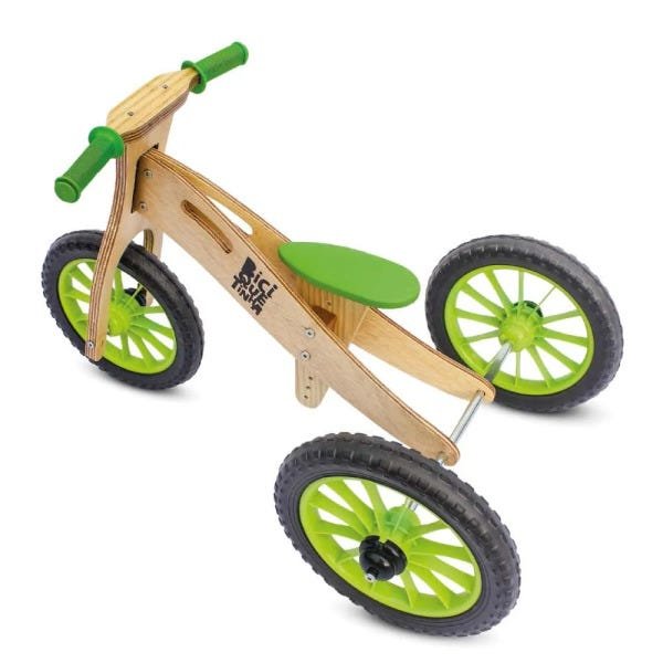 Triciclo 2 em 1 (vira bicicleta de Equilíbrio) Lenho Verde - 2