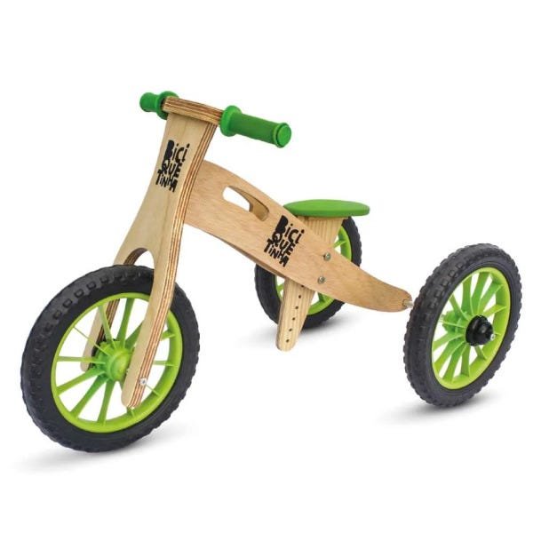 Triciclo 2 em 1 (vira bicicleta de Equilíbrio) Lenho Verde - 1