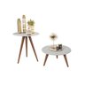 Conjunto Mesa de Centro e Mesa Lateral Retrô Natália Branco - Rede Móveis - 2