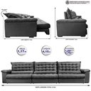 Ver imagem 2 de Sofá Retrátil e Reclinável 4,15m Molas Ensacadas Cama inBox Big Space com Bordado 3D Velusoft