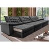 Sofá Retrátil e Reclinável 4,15m Molas Ensacadas Cama inBox Big Space com Bordado 3D Velusoft - 1
