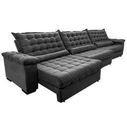 Sofá Retrátil e Reclinável 4,15m Molas Ensacadas Cama inBox Big Space com Bordado 3D Velusoft - 7