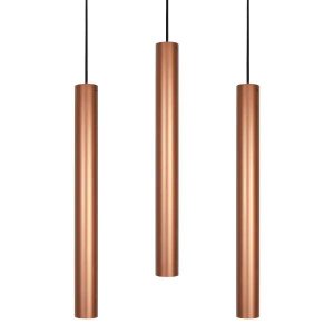Kit 3 Pendente Tubo 50cm Gu10 Cobre para Bancada Cozinha Banheiro Quarto