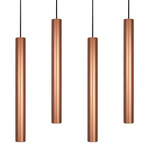 Kit 4 Pendente Tubo 50cm Gu10 Cobre para Bancada Cozinha Banheiro Quarto