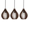 Kit 3 Trio Pendente Madeira Rústico Balão Bancada Cozinha 20cm Marrom - 1