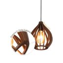 Ver imagem 4 de Kit 2 Pendente Madeira Rústico Balão Bancada Cozinha 20cm Marrom