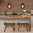 Ver imagem 2 de Kit 2 Pendente Madeira Rústico Balão Bancada Cozinha 20cm Marrom