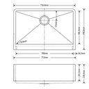 Ver imagem 4 de Cuba Farmhouse Flat Aço Inox 1mm Escovado Sa105-pf 75,49,8x22,8 Cm Aço Escovado
