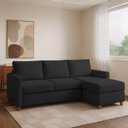 Ver imagem 1 de Sofá com Chaise 4 Lugares Linho Moov Yescasa Preto