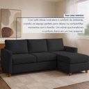 Ver imagem 6 de Sofá com Chaise 4 Lugares Linho Moov Yescasa Preto