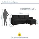 Ver imagem 3 de Sofá com Chaise 4 Lugares Linho Moov Yescasa Preto