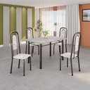 Ver imagem 1 de Conjunto de Mesa com 4 Cadeiras Lara Prata/Bege