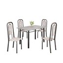 Ver imagem 2 de Conjunto de Mesa com 4 Cadeiras Lara Prata/Bege