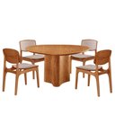 Ver imagem 2 de Mesa Selene Tampo 135cm Laminado com 4 Cadeiras Malta Moderna Mobília