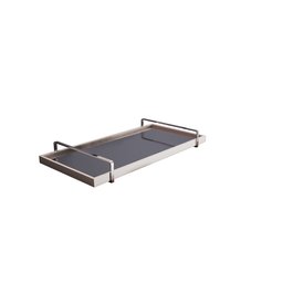 Bandeja Decorativa Espelhada Off White para Servir com Alça Prata - 2