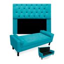 Ver imagem 1 de Kit Cabeceira Mirage + Calçadeira Baú Felix King Size 195cm Suede - Ecotec Decor:Azul Turquesa