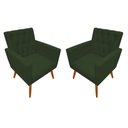 Ver imagem 1 de Kit 2 Poltronas Decorativa Nina Capitonê Suede Verde Pés Madeira Mz Decor