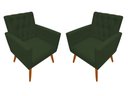 Ver imagem 1 de Kit 2 Poltronas Decorativa Nina Capitonê Suede Verde Pés Madeira Mz Decor
