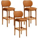 Ver imagem 1 de Kit 03 Banquetas Alta Bar Cozinha Sala Jantar Fixa Betta L02 Imbuia Couríssimo Canela - Lyam Decor