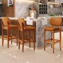 Ver imagem 2 de Kit 03 Banquetas Alta Bar Cozinha Sala Jantar Fixa Betta L02 Imbuia Couríssimo Canela - Lyam Decor