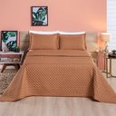 Ver imagem 1 de Kit Cobre Leito Colcha Vênus King Dupla Face Micropercal 200 Fios Liso 3 Peças - Terracota