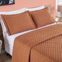 Ver imagem 2 de Kit Cobre Leito Colcha Vênus King Dupla Face Micropercal 200 Fios Liso 3 Peças - Terracota
