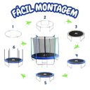 Ver imagem 4 de Cama Elástica Infantil Pula Pula Trampolim 2.44 M com Escada Capacidade 100 Kg Importway Iwce001