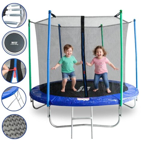 Cama Elástica Infantil Pula Pula Trampolim 2.44 M com Escada Capacidade 100 Kg Importway Iwce001