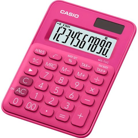 Calculadora Compacta Casio Ms-7uc-rd - Rosa Escura