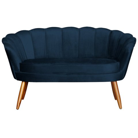 Namoradeira Estofada 2 Lugares Para Sala Comercial Pétala Veludo Azul Marinho - LM DECOR