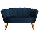 Ver imagem 1 de Namoradeira Estofada 2 Lugares Para Sala Comercial Pétala Veludo Azul Marinho - LM DECOR