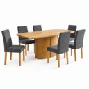 Ver imagem 2 de Conjunto de Mesa de Jantar 6 Lugares 180x90cm em MDF Cinamomo e Grafite