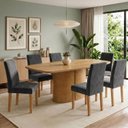Ver imagem 1 de Conjunto de Mesa de Jantar 6 Lugares 180x90cm em MDF Cinamomo e Grafite