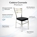 Ver imagem 3 de Cadeira para Cozinha Cromada Reforçada com Assento Estofado Grosso Preto